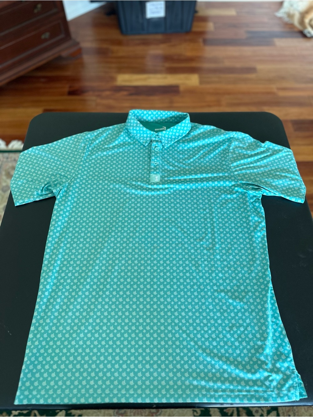 Bogey Bros Men's Short-Sleeve Polo Shirt in Green and white middle finger XL